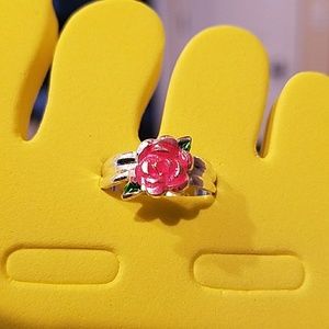 Sterling Silver Rose Enamel Adjustable Toe Ring